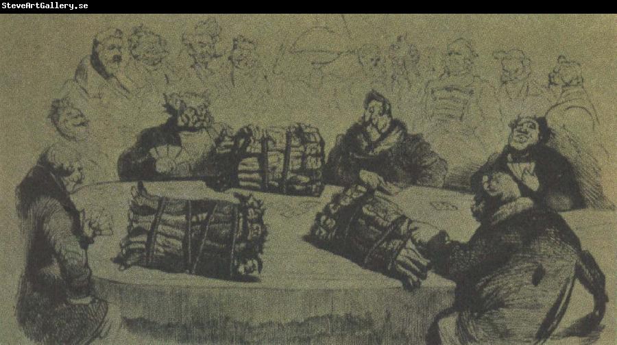 unknow artist denna grova satir av gustave dore visar hur ryska godsagare spelar med de livegna bonderna som insats
